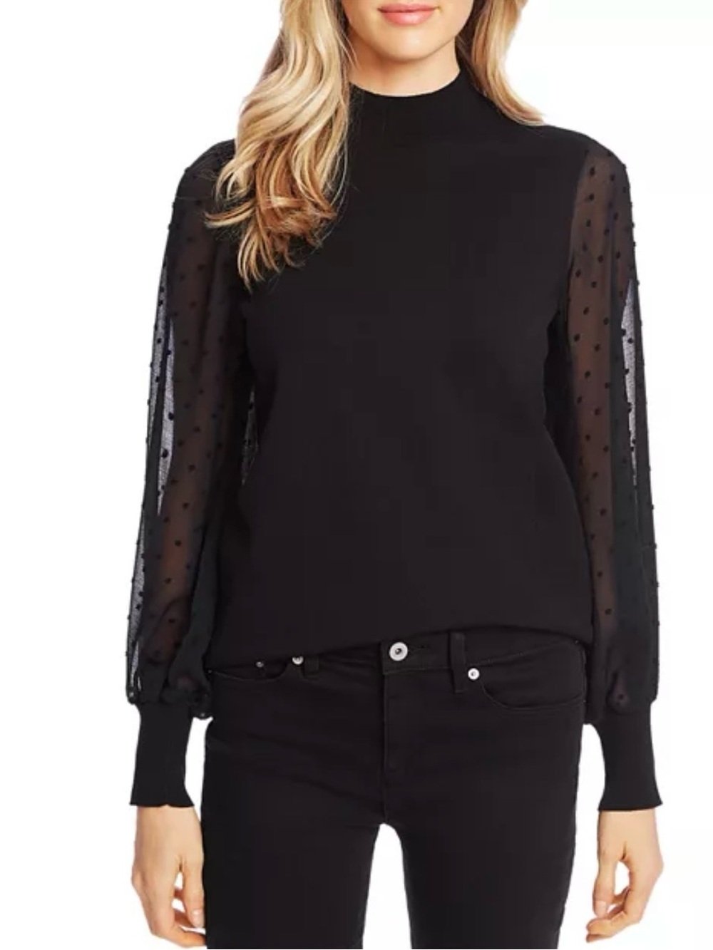 CeCe Clip Dot Sleeve Sweater Like New